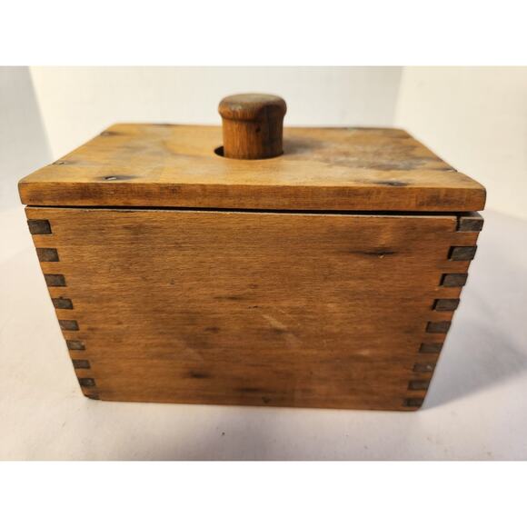 Antique Vintage Primitive Wood Butter Mold Press Rectangle Dovetail - Picture 1 of 16